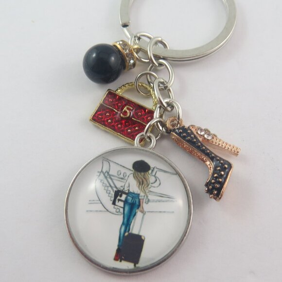 Travel Fashion Keychain – Stylish Glam Key Chain Glamour Key Ring Fashion Icon - Picture 1 of 4